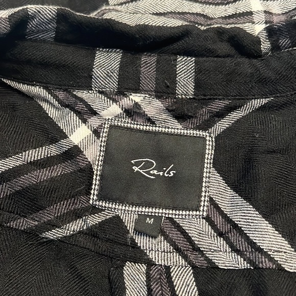 Rails Hunter Plaid Black & White Button Down Flannel - Picture 2 of 7
